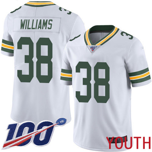 Green Bay Packers Limited White Youth #38 Williams Tramon Road Jersey Nike NFL 100th Season Vapor Untouchable->youth nfl jersey->Youth Jersey
